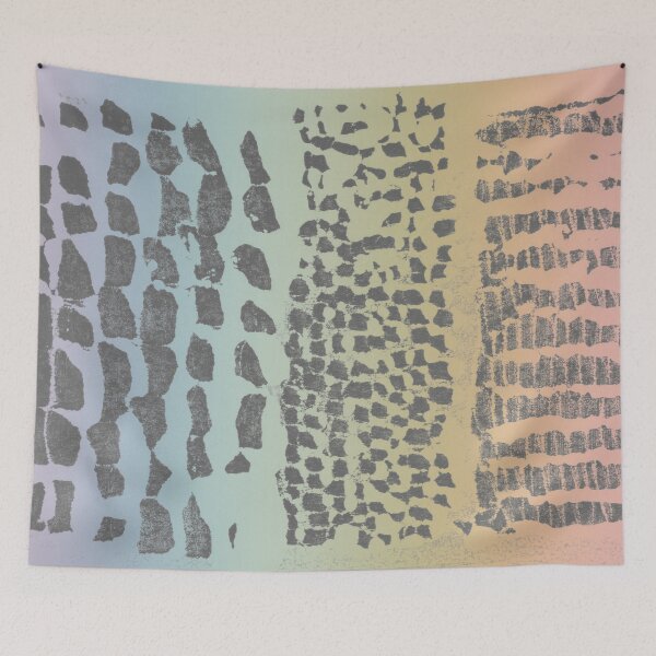 Item preview, Three Grains Textured Monoprint - Rainbow Sorbet + Slate designed and sold by Irene Estelle.