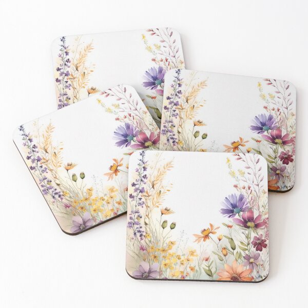 Item preview, Boho watercolour pastel wildflower garden painting, nature inspired neutral colours floral spring botanical flowers designed and sold by navitalidesign.