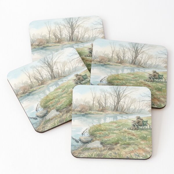 Item preview, Peaceful Morning - Watercolor Fisherman by the River designed and sold by Stefanrajzer.