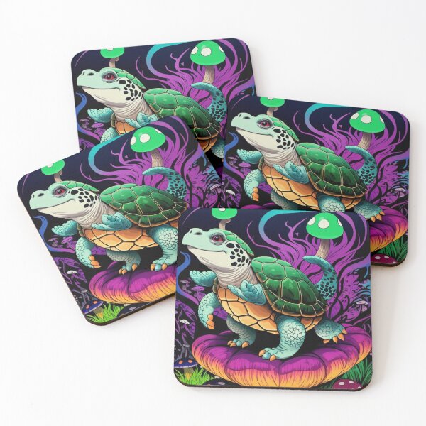 Item preview, Psychedelic Turtle with Mushrooms – Colorful Cartoon Sticker Design designed and sold by IosArt.