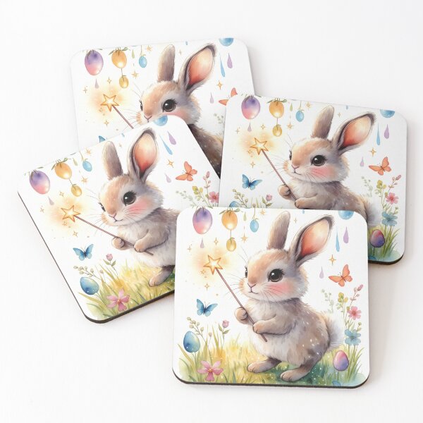Item preview, Magical Watercolor Easter Bunny with Wand and Eggs designed and sold by TatiK-Treasures.