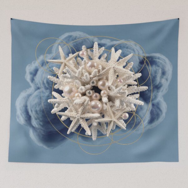 Item preview,  Luxurious White Coral and Pearls on Midnight Blue designed and sold by Thalassora.