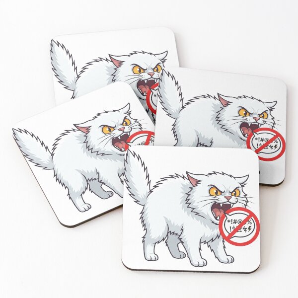 Item preview, Angry White Cat: No Swearing Allowed designed and sold by camp and cool.