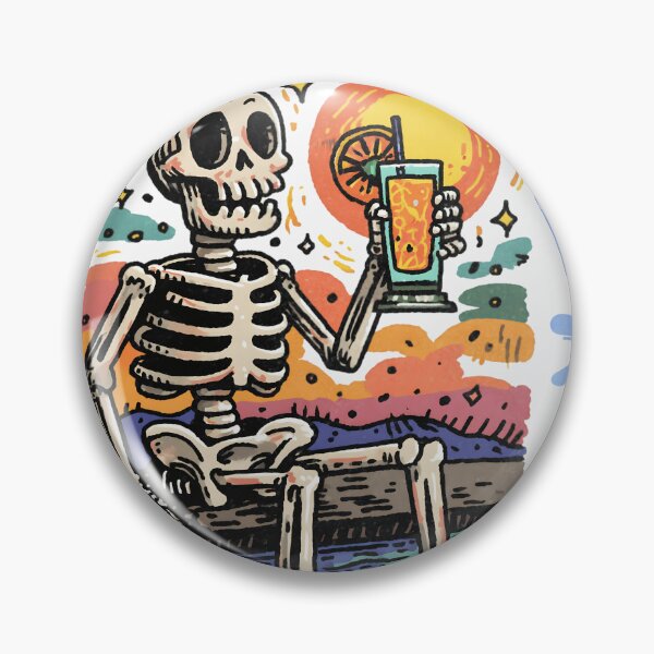 Item preview, Funny Skeleton Summer Vacation Living My Best Death Beach Vibes Retro Sunset Design designed and sold by Region.
