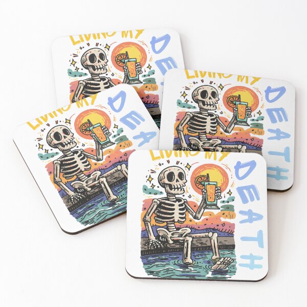 Item preview, Funny Skeleton Summer Vacation Living My Best Death Beach Vibes Retro Sunset Design designed and sold by Region.