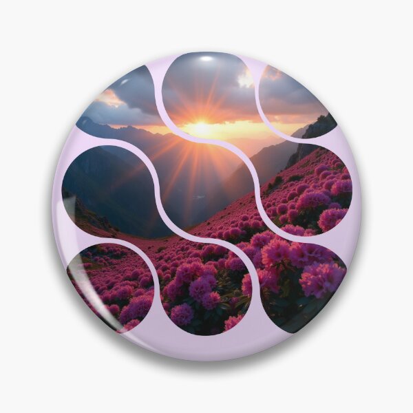 Item preview, Mountain Sunset Mosaic - Segmented Floral Landscape designed and sold by PriyaMagic.