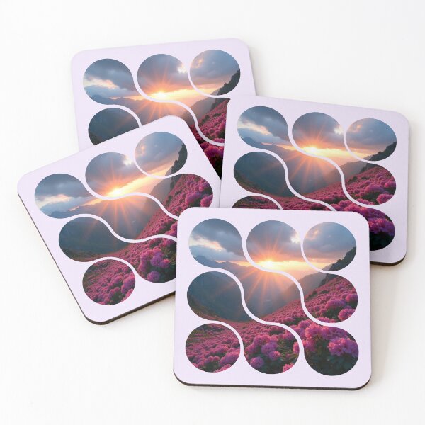 Item preview, Mountain Sunset Mosaic - Segmented Floral Landscape designed and sold by PriyaMagic.