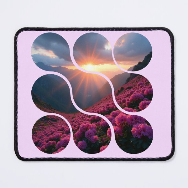 Item preview, Mountain Sunset Mosaic - Segmented Floral Landscape designed and sold by PriyaMagic.