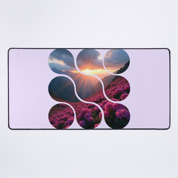 Item preview, Mountain Sunset Mosaic - Segmented Floral Landscape designed and sold by PriyaMagic.