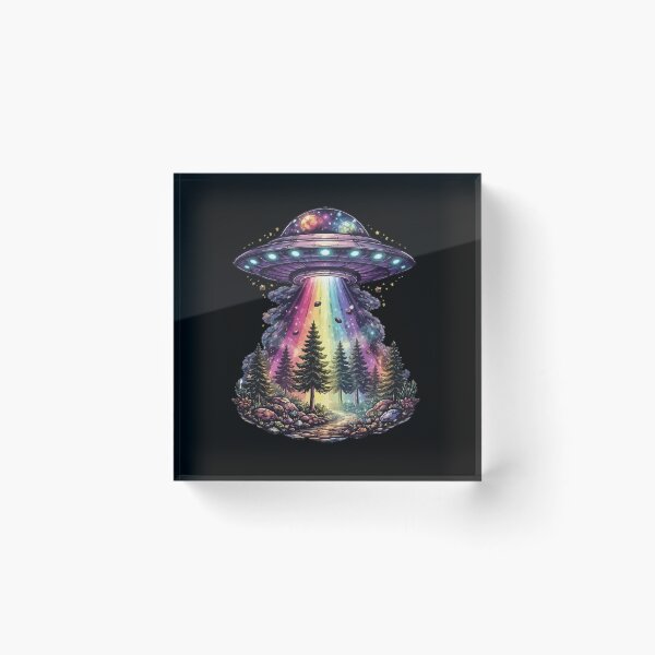 Item preview, Cosmic Rainbow UFO Forest Illustration designed and sold by RidaSalArt.