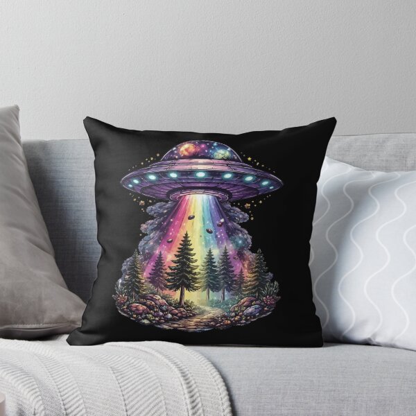 Item preview, Cosmic Rainbow UFO Forest Illustration designed and sold by RidaSalArt.