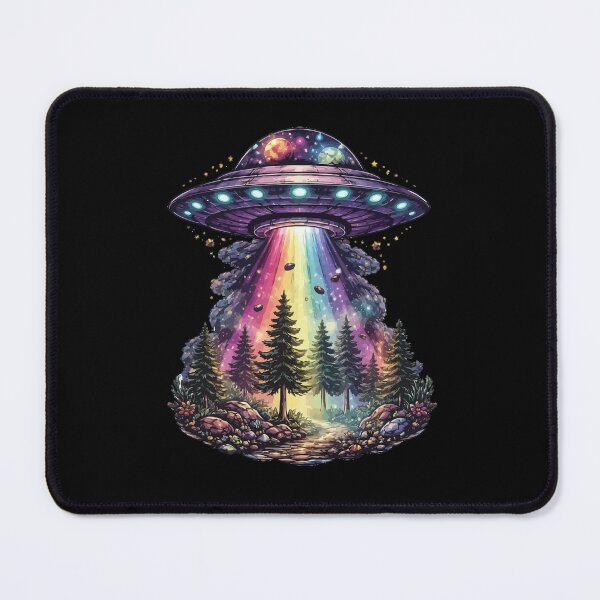 Item preview, Cosmic Rainbow UFO Forest Illustration designed and sold by RidaSalArt.