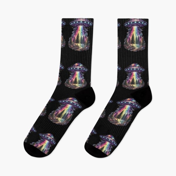Item preview, Cosmic Rainbow UFO Forest Illustration designed and sold by RidaSalArt.