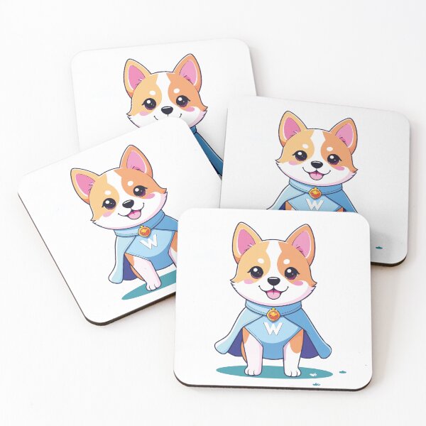 Item preview, Cute Kawaii Superhero Dog with Blue Cape designed and sold by BestChoiceService.