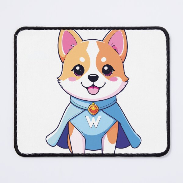 Item preview, Cute Kawaii Superhero Dog with Blue Cape designed and sold by BestChoiceService.