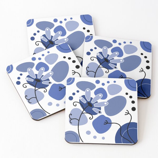 Artikelvorschau, Lebendiges blaues, verspieltes Boho-Blumendesign entworfen und verkauft von Sartoris Art.
