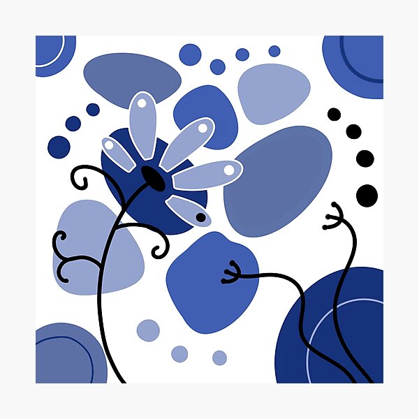 Item preview, Vibrant Blue Whimsical Boho Flower Design designed and sold by Sartoris Art.