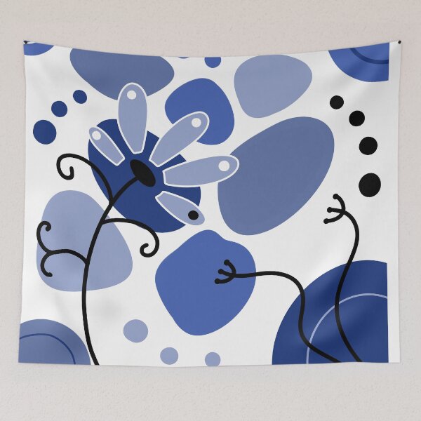 Item preview, Vibrant Blue Whimsical Boho Flower Design designed and sold by Sartoris Art.