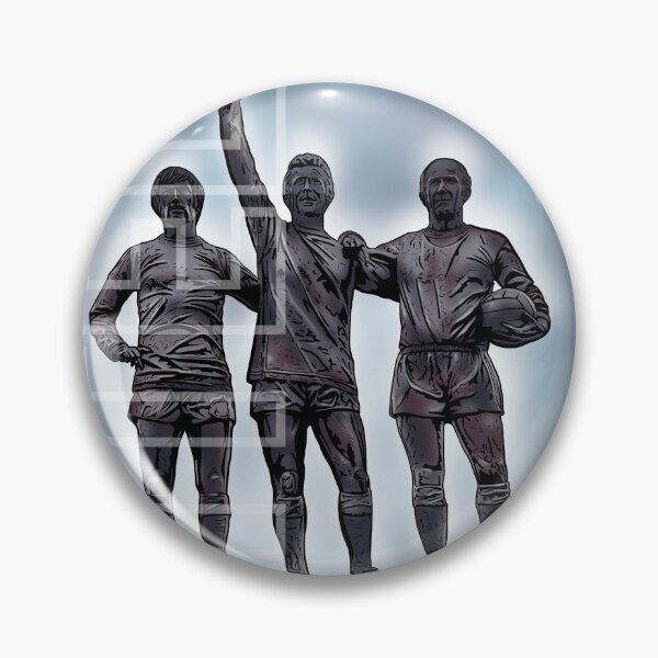 Item preview, United Trinity Football Legends Art – Best Law Charlton Iconic Statue Illustration designed and sold by GrizzlyCollective.