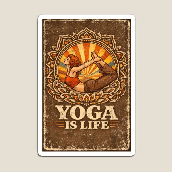 Item preview, Vintage Bow Pose Yoga Mandala – Dhanurasana Retro 70s YOGA IS LIFE Design designed and sold by VINTAGEPUNTEES.