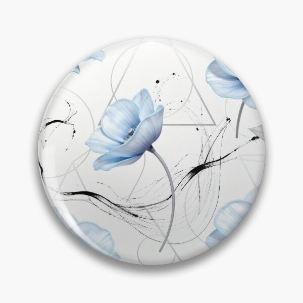 Item preview, Delicate Blue Poppies and Abstract Geometric Art designed and sold by Thalassora.