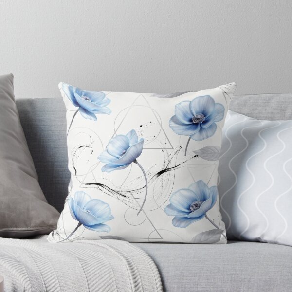 Item preview, Delicate Blue Poppies and Abstract Geometric Art designed and sold by Thalassora.
