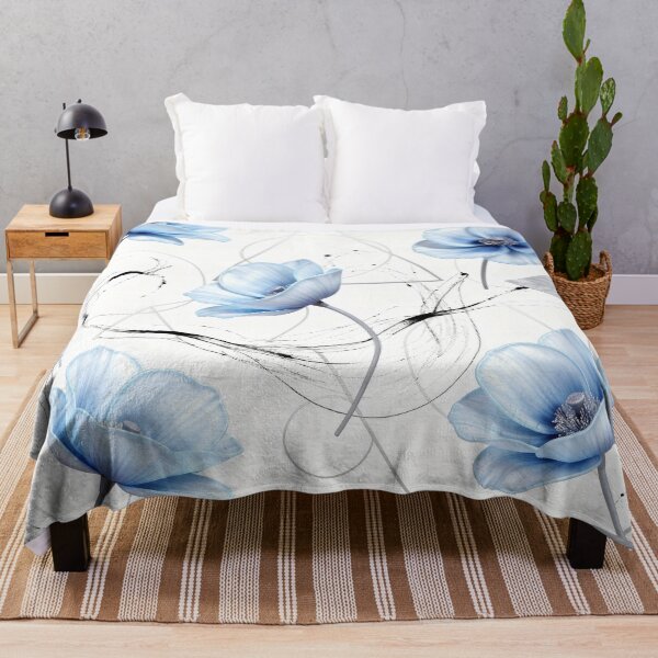 Item preview, Delicate Blue Poppies and Abstract Geometric Art designed and sold by Thalassora.