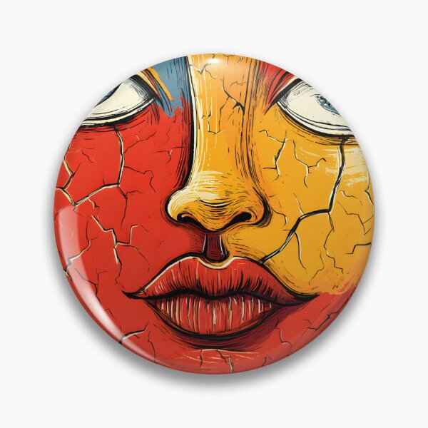 Item preview, Vibrant Abstract Face with Cracked Colorful Skin designed and sold by Artessie.