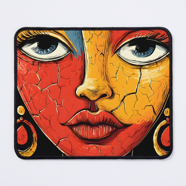 Item preview, Vibrant Abstract Face with Cracked Colorful Skin designed and sold by Artessie.