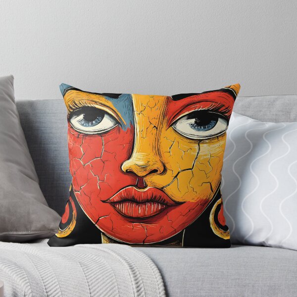 Item preview, Vibrant Abstract Face with Cracked Colorful Skin designed and sold by Artessie.