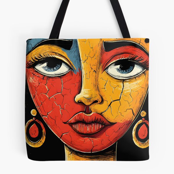 Item preview, Vibrant Abstract Face with Cracked Colorful Skin designed and sold by Artessie.