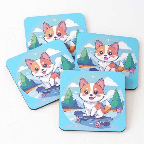 Item preview, Cute Kawaii Skater Dog on Blue Skateboard designed and sold by BestChoiceService.