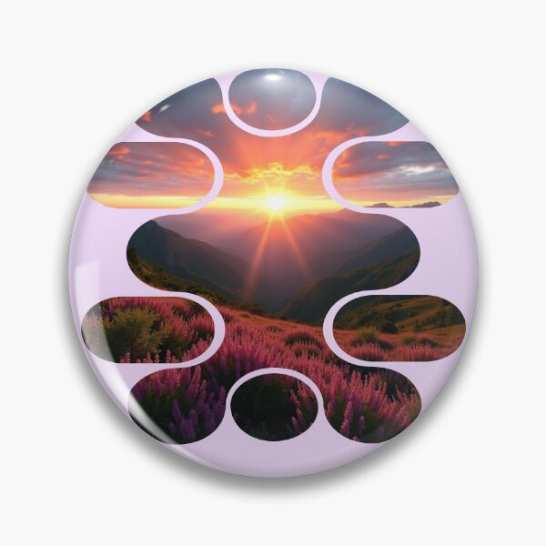 Item preview, Golden Hour Blooms - Curved Panel Landscape - Pink Wildflower Mountain designed and sold by PriyaMagic.