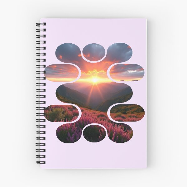 Item preview, Golden Hour Blooms - Curved Panel Landscape - Pink Wildflower Mountain designed and sold by PriyaMagic.