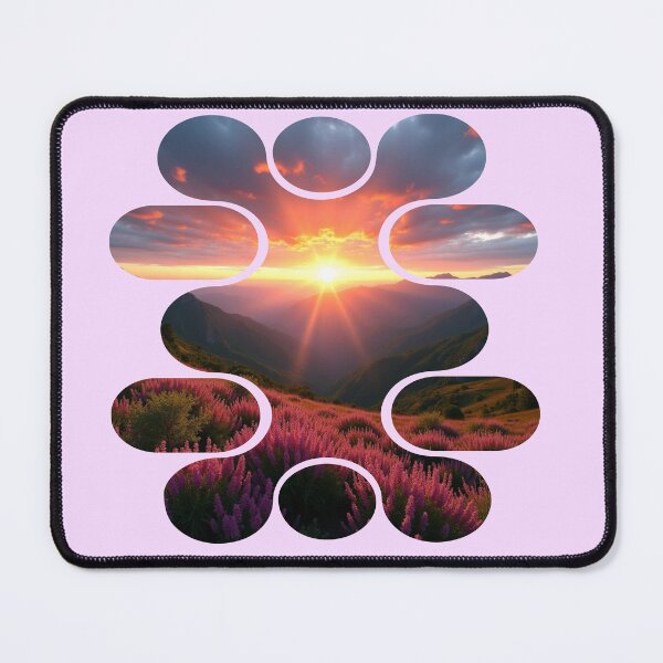 Item preview, Golden Hour Blooms - Curved Panel Landscape - Pink Wildflower Mountain designed and sold by PriyaMagic.