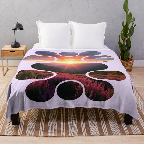 Item preview, Golden Hour Blooms - Curved Panel Landscape - Pink Wildflower Mountain designed and sold by PriyaMagic.