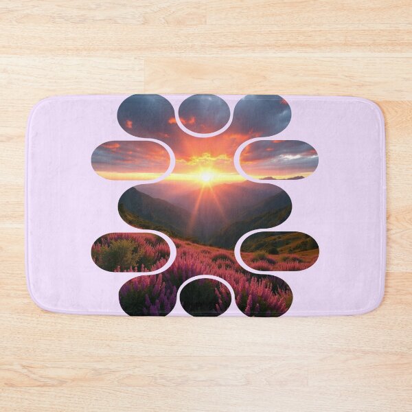 Item preview, Golden Hour Blooms - Curved Panel Landscape - Pink Wildflower Mountain designed and sold by PriyaMagic.