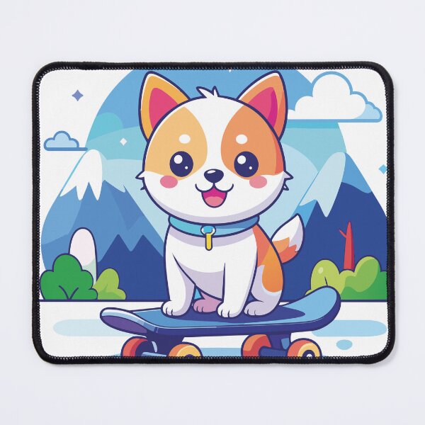 Item preview, Cute Kawaii Dog Skating in Mountain Scenery designed and sold by BestChoiceService.