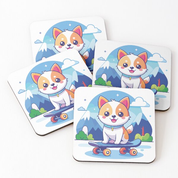 Item preview, Cute Kawaii Dog Skating in Mountain Scenery designed and sold by BestChoiceService.