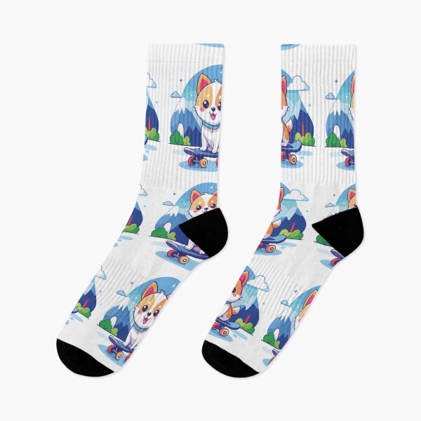Item preview, Cute Kawaii Dog Skating in Mountain Scenery designed and sold by BestChoiceService.