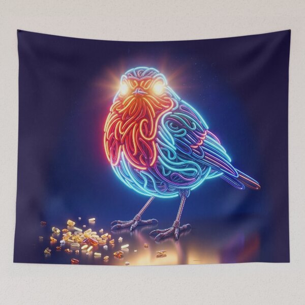 Item preview, Glowing Neon Robin Bird - Scoutic Dark Blue Mode Cyberpunk Art designed and sold by Scoutic-Neon.