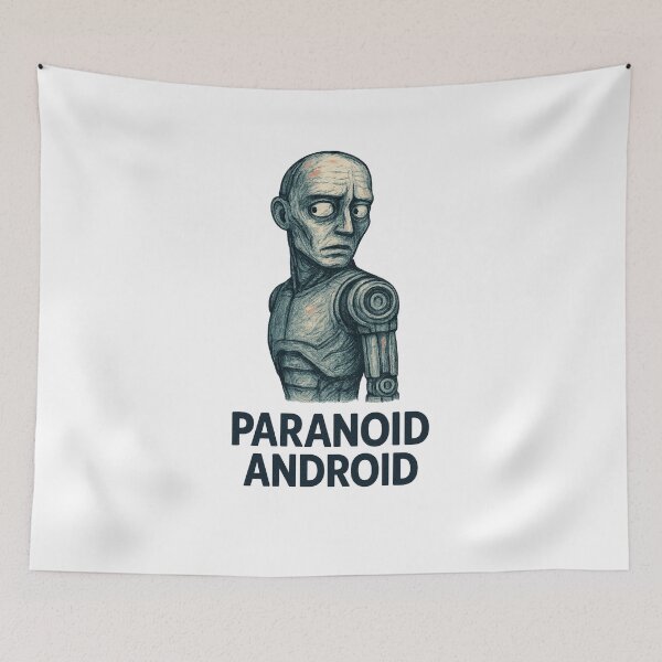 Item preview, Paranoid Android Artwork – OK Computer Inspired Robot Design | Radiohead Aesthetic Glitch Art | Cyber Anxiety Illustration designed and sold by Donsean22.