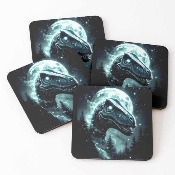 Item preview, Glowing Velociraptor Fantasy Dinosaur Moonlight Art designed and sold by Syrupulse.