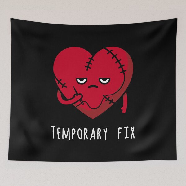 Item preview, Broken Heart “Temporary Fix” – Funny Dark Humor Love Design designed and sold by Ovitees.