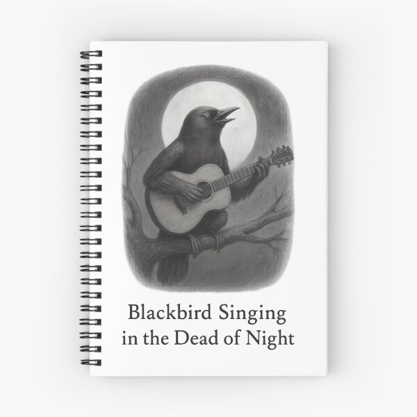 Item preview, Blackbird Singing in the Dead of Night – Guitar Playing Bird Illustration | Beatles Inspired Art | Acoustic Music Design designed and sold by Donsean22.