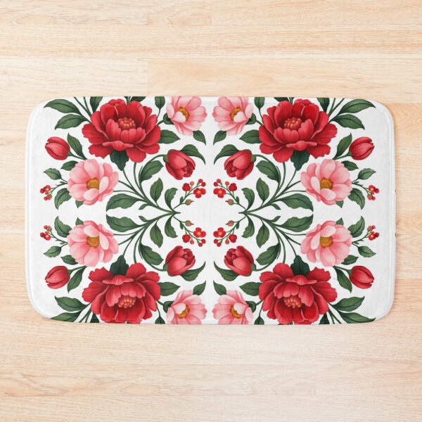 Item preview, Elegant Floral Pattern Symmetric Red Flower Decorative Design designed and sold by PunchDrop.
