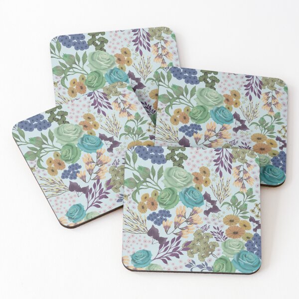 Item preview, Hand drawn Abundant floral on soft pink designed and sold by phatlizzardart.