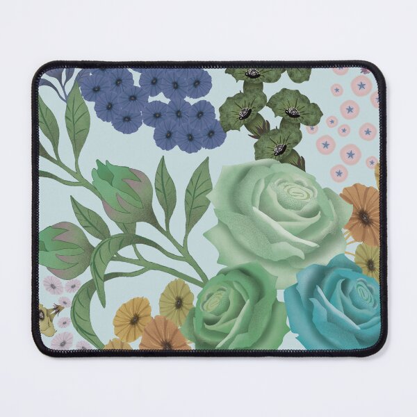 Item preview, Hand drawn Abundant floral on soft pink designed and sold by phatlizzardart.