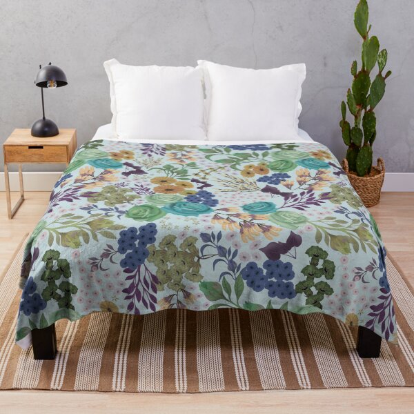 Item preview, Hand drawn Abundant floral on soft pink designed and sold by phatlizzardart.
