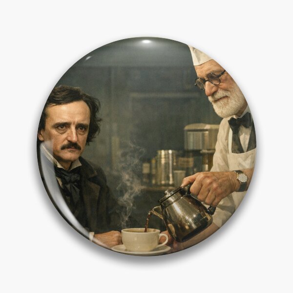 Item preview, Sigmund Freud serves coffee to Edgar Allan Poe in the Nighthawks Diner designed and sold by Halifaxartguy.